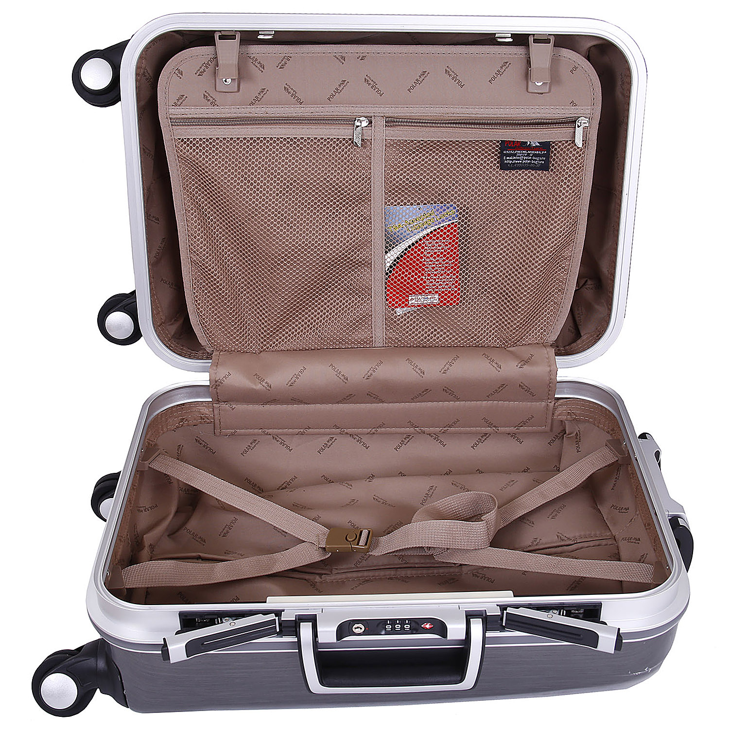 Кейс на колесах, малый, с защелками POLAR Р1155-20 Grey