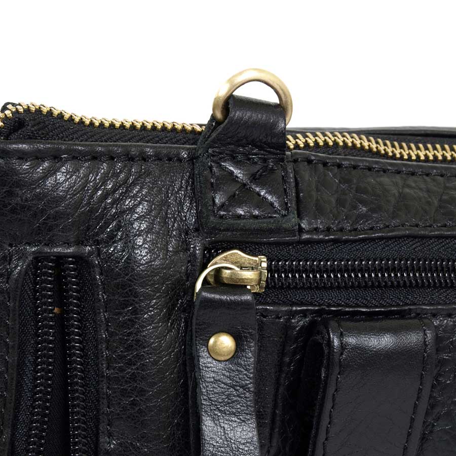 Кожаная сумка на пояс и на ремень POLA 0213 Black