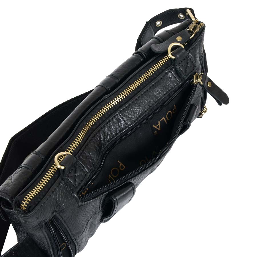 Кожаная сумка на пояс и на ремень POLA 0213 Black