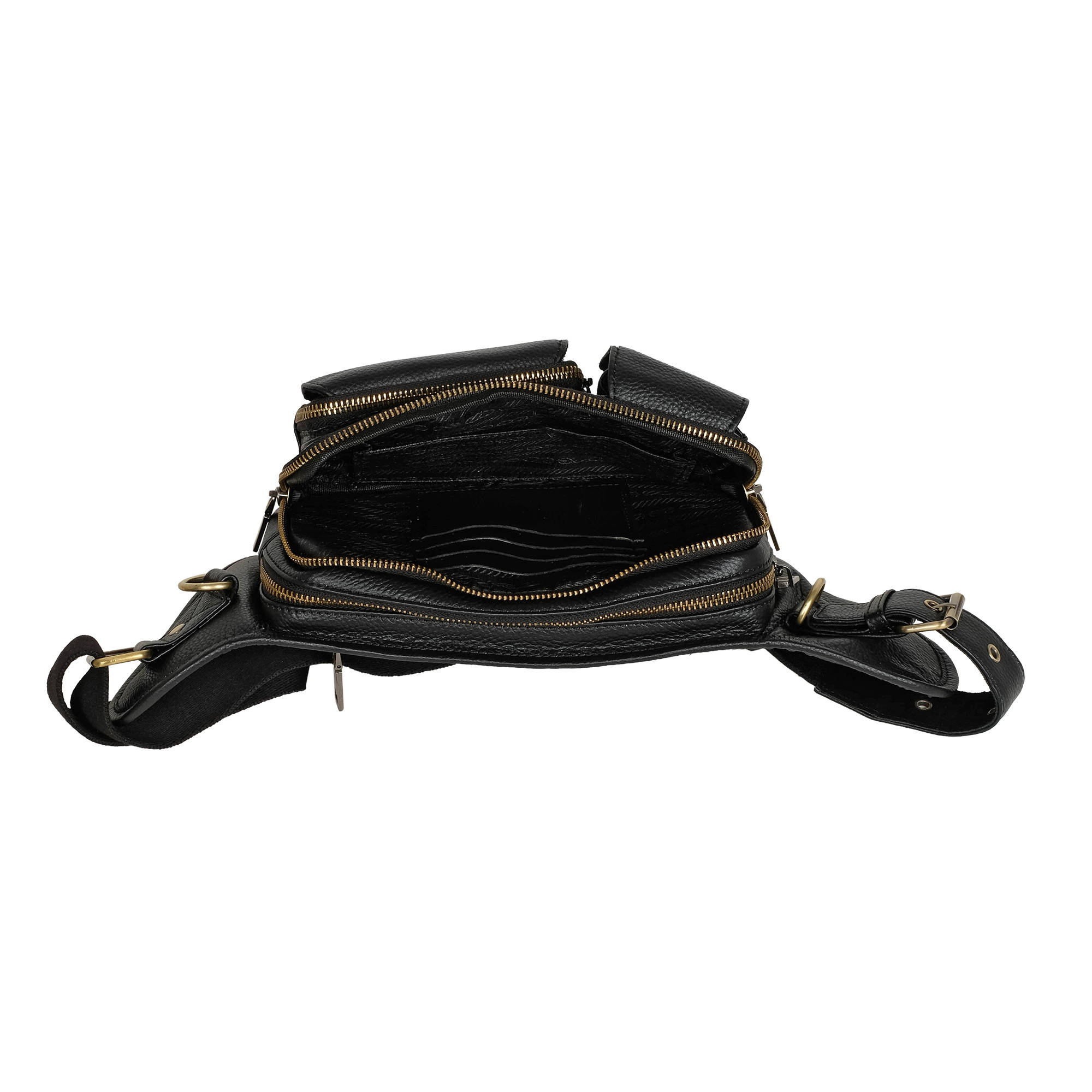 Кожаная сумка на пояс POLAR 21587 Black