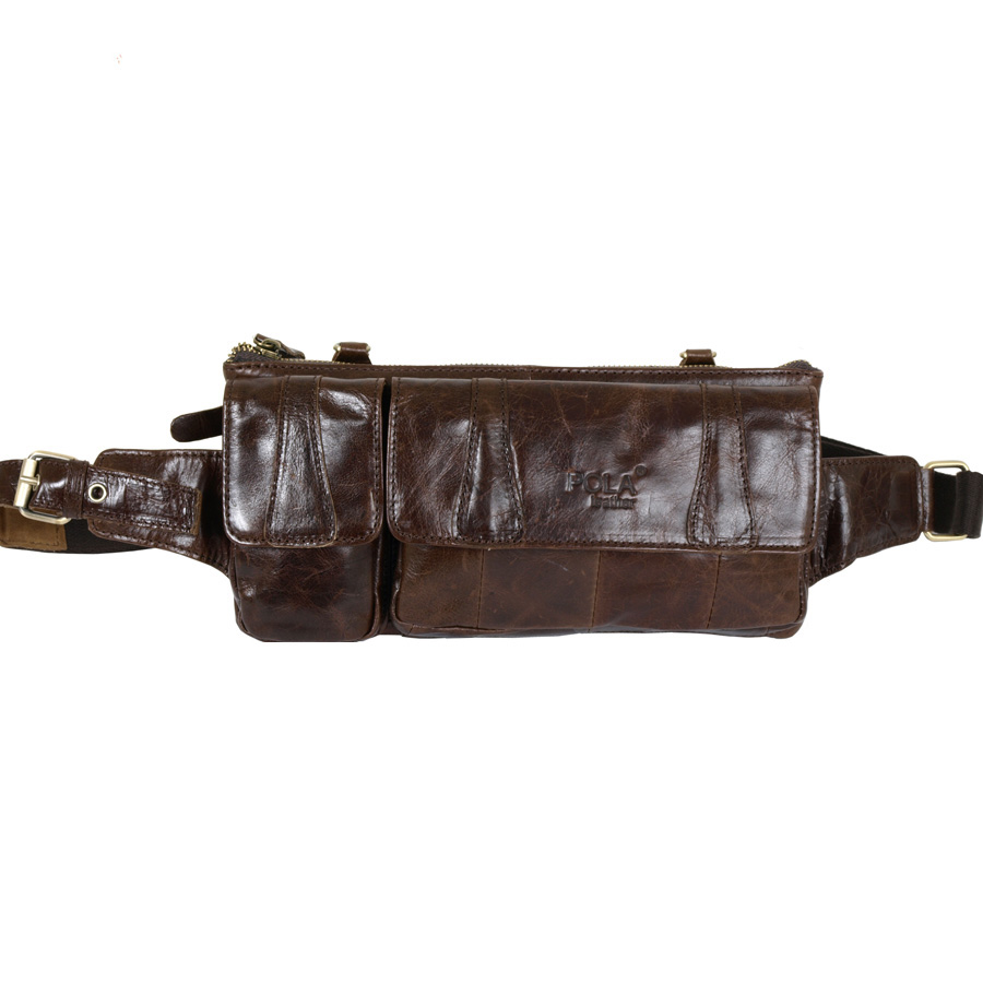 Кожаная сумка на пояс и на ремень POLA 0213 Coffee