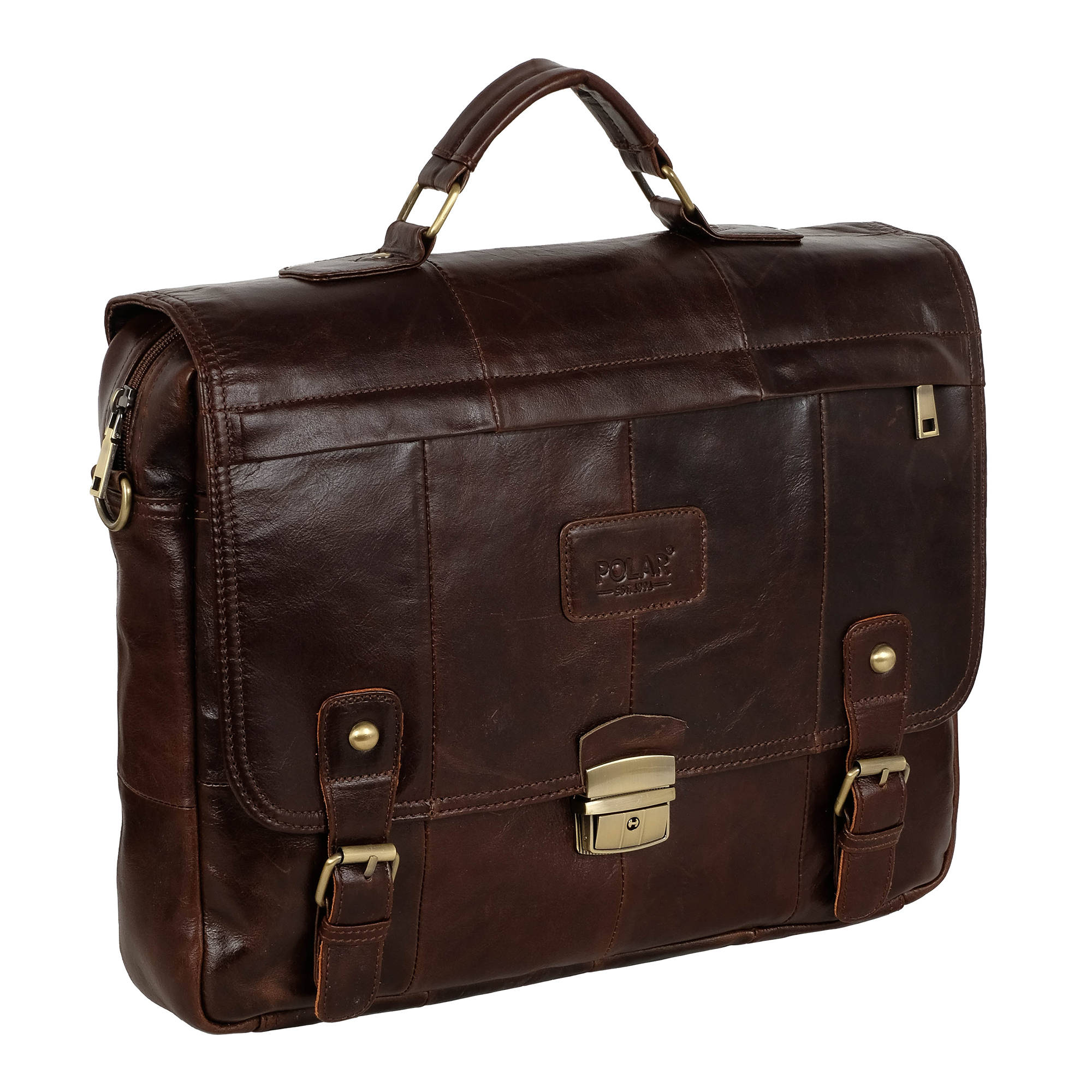 Портфель из мягкой кожи POLAR 23258 Brown