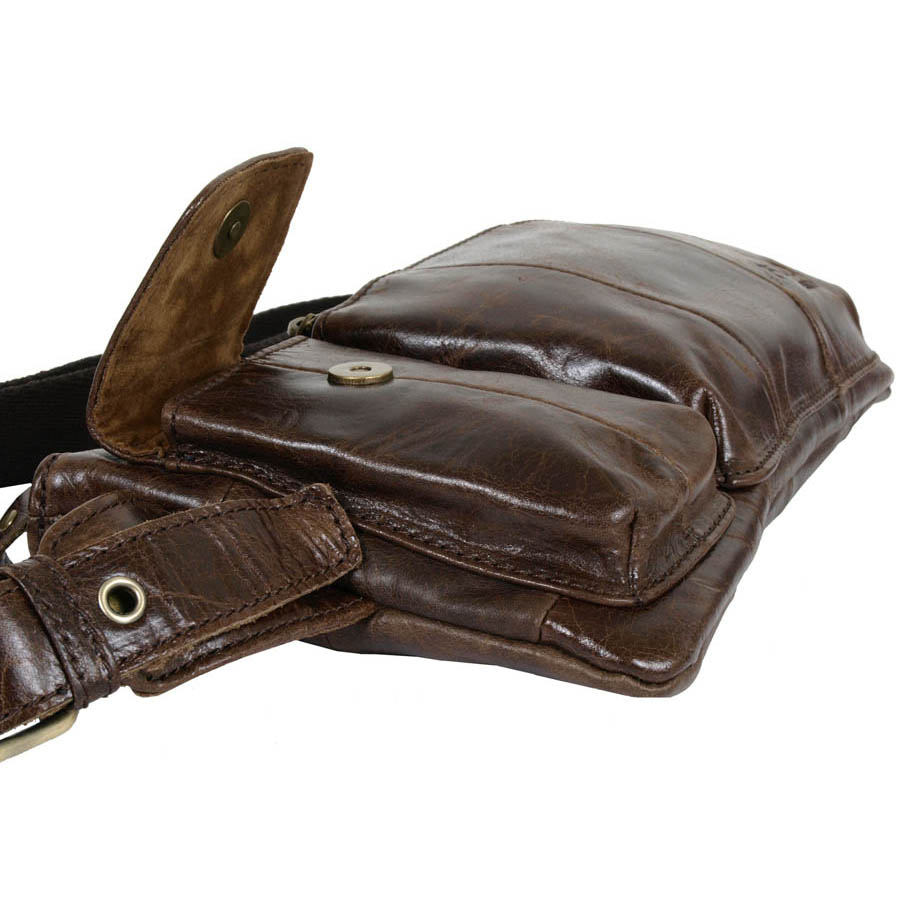 Кожаная сумка на пояс POLA 0243 Coffee