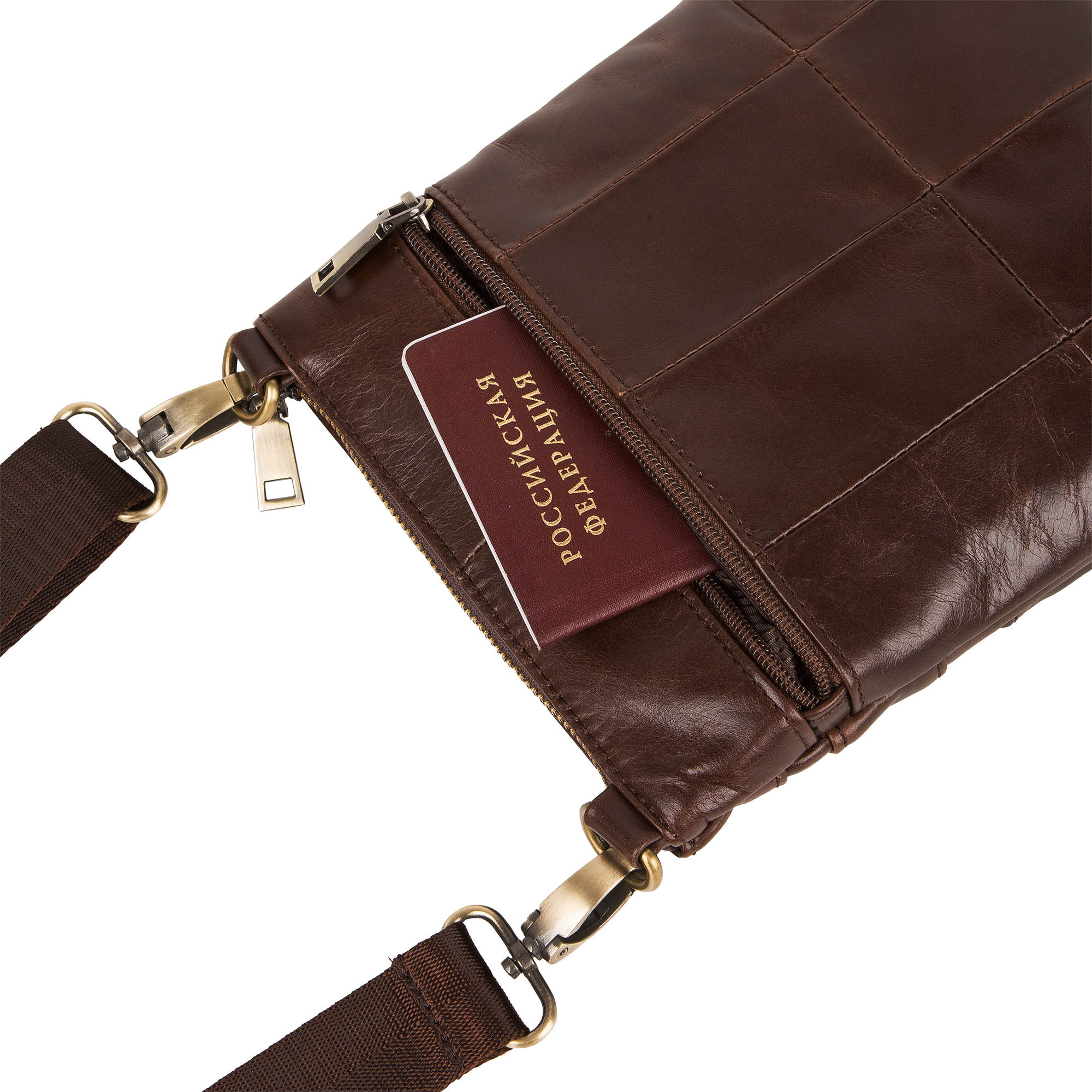 Кожаная сумка на плечо POLAR 0500302 Brown