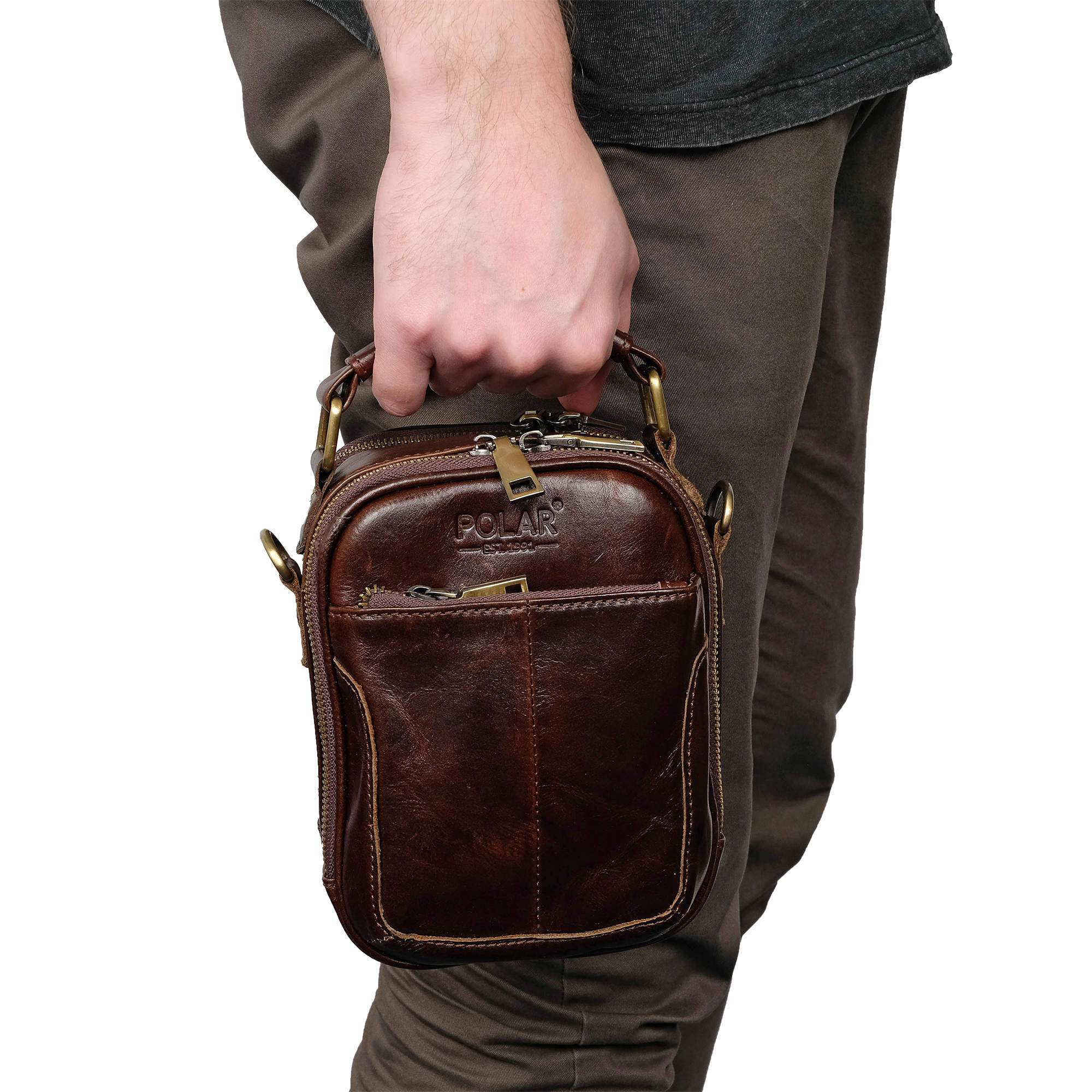 Мужская кожаная сумка POLAR 24021 Brown