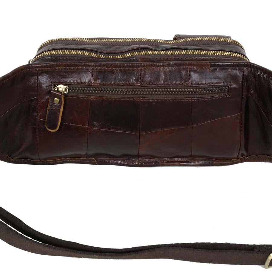 Кожаная сумка на пояс POLAR 21587 Coffee