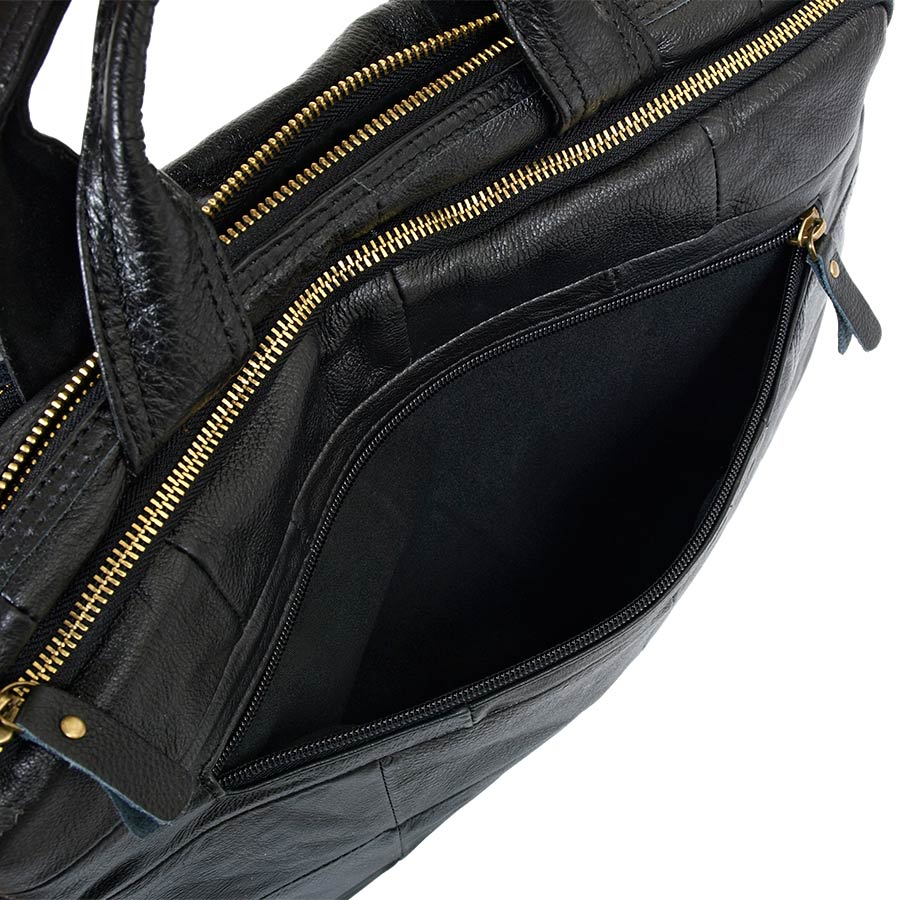 Мужская кожаная сумка для документов А4 и ноутбука POLA 0121 Black