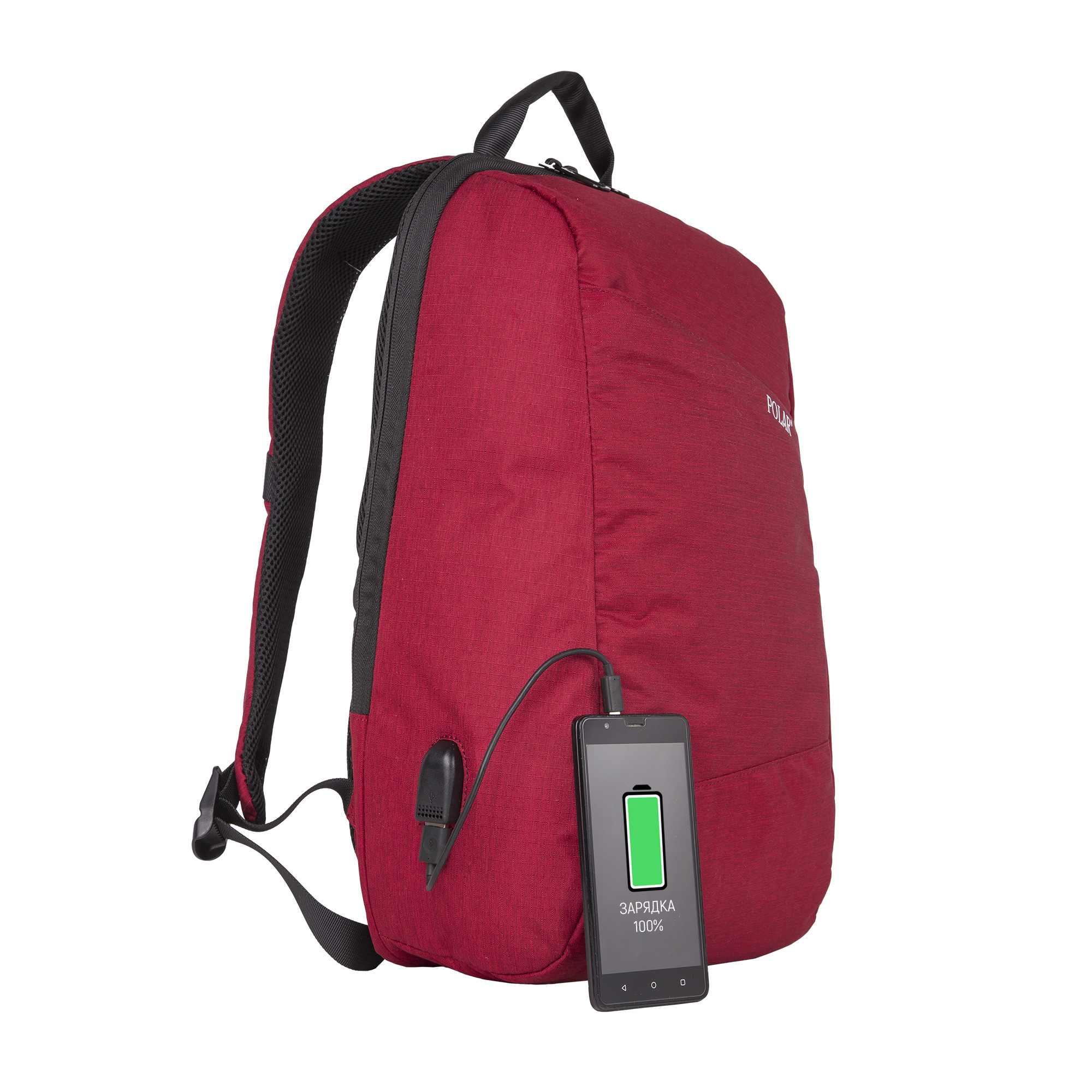 Рюкзак с USB портом POLAR К9173 Red