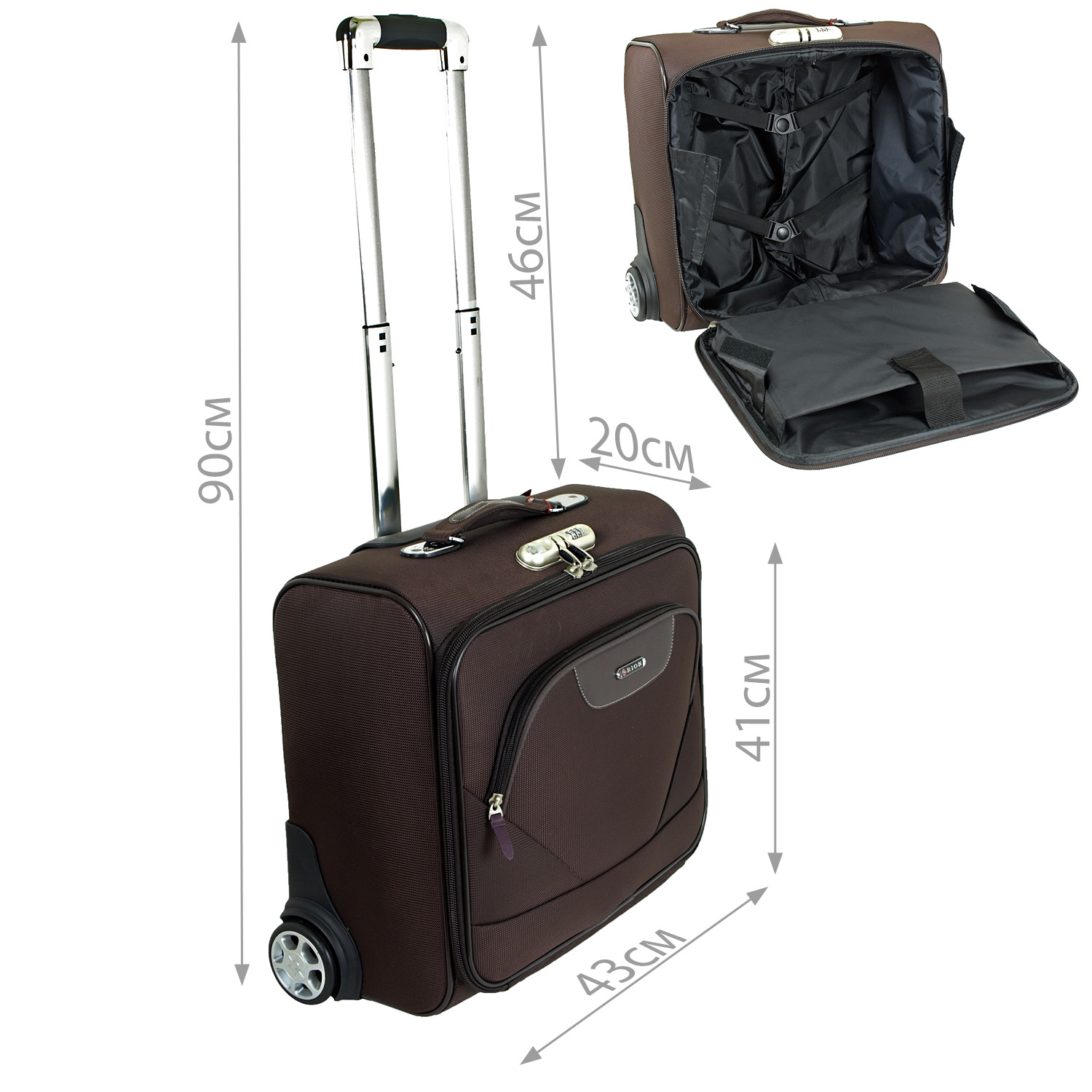 Чемодан-пилот на 2х колесах RION+ А423 Brown