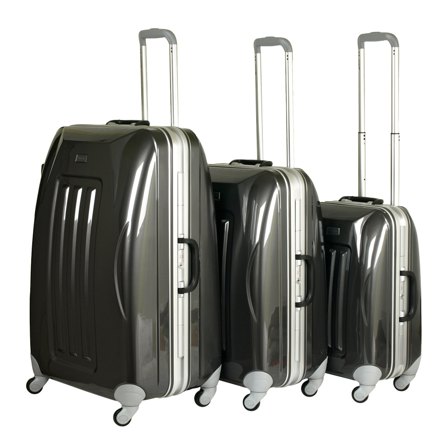 Чемодан-кейс на защелках средний POLAR P1123-25" Grey