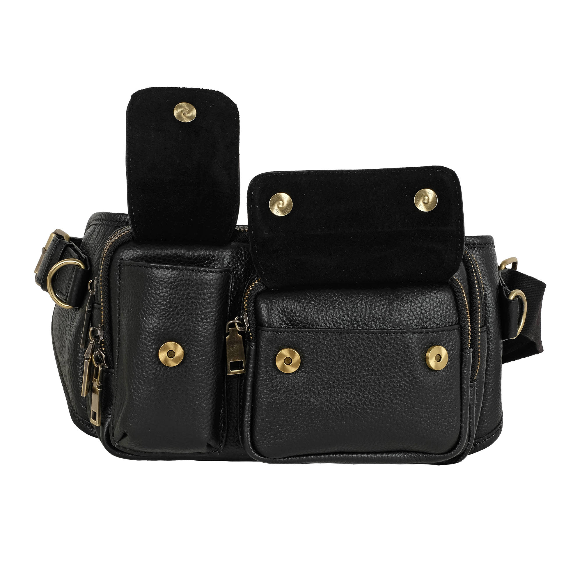 Кожаная сумка на пояс POLAR 21587 Black