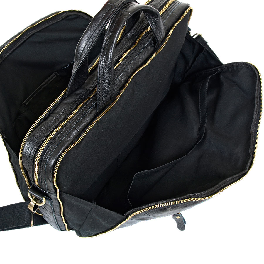 Мужская кожаная сумка для документов А4 и ноутбука POLA 0121 Black