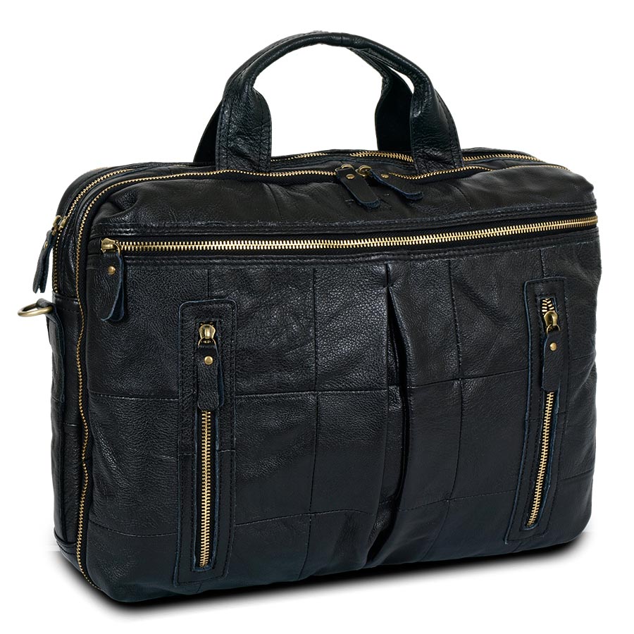 Мужская кожаная сумка для документов А4 и ноутбука POLA 0121 Black