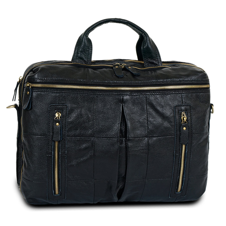 Мужская кожаная сумка для документов А4 и ноутбука POLA 0121 Black