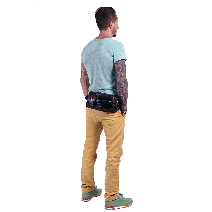 Кожаная сумка на пояс POLAR 21587 Coffee