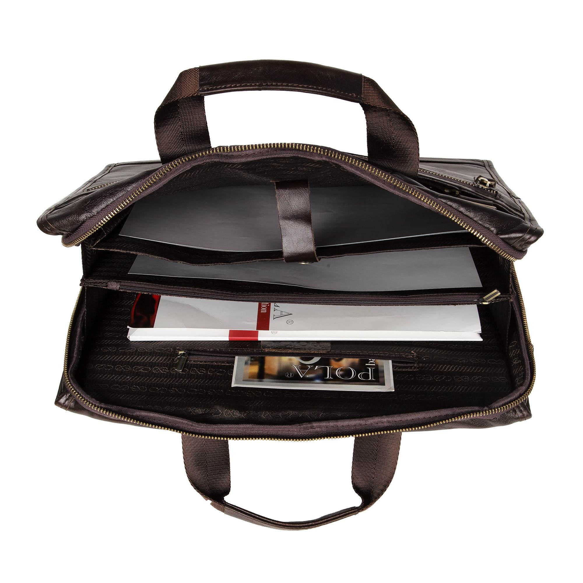 Портфель-папка из натуральной кожи POLA 5191 Brown