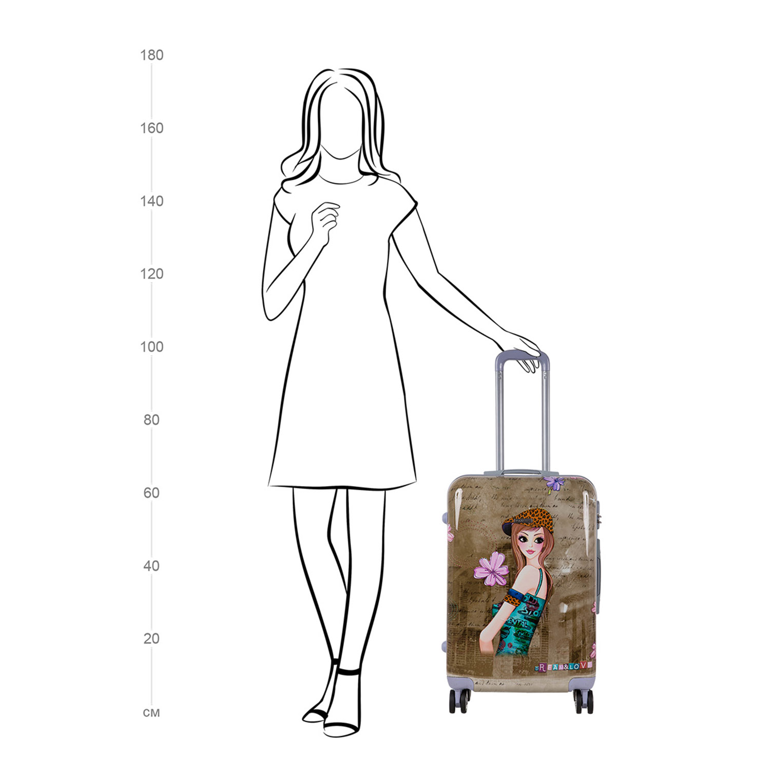 Чемодан средний POLAR РА053- 24" "Девочка"