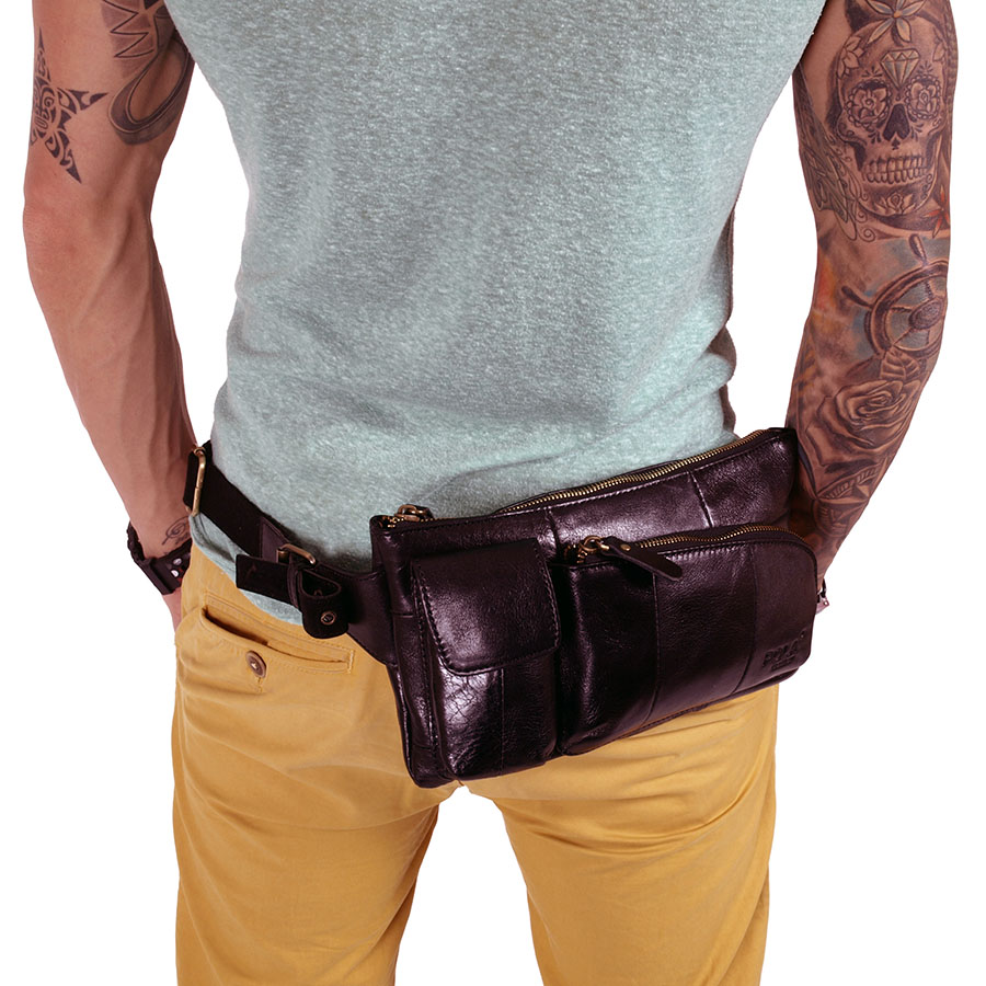 Кожаная сумка на пояс POLA 0243 Coffee