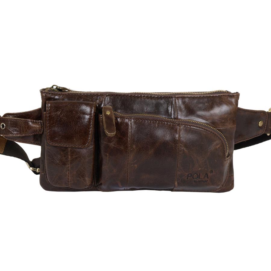Кожаная сумка на пояс POLA 0243 Coffee