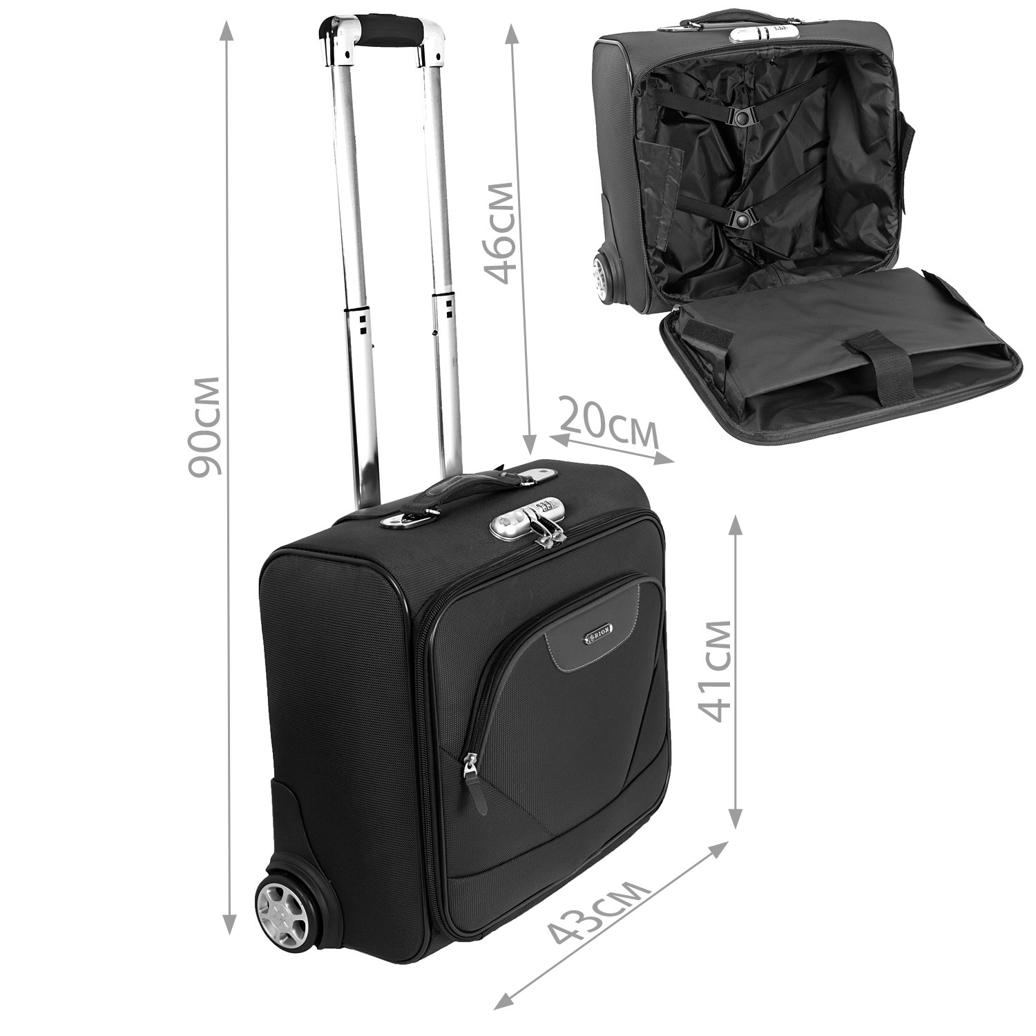 Чемодан-пилот на 2х колесах RION+ А423 Black, цвет: черный, купить в ...