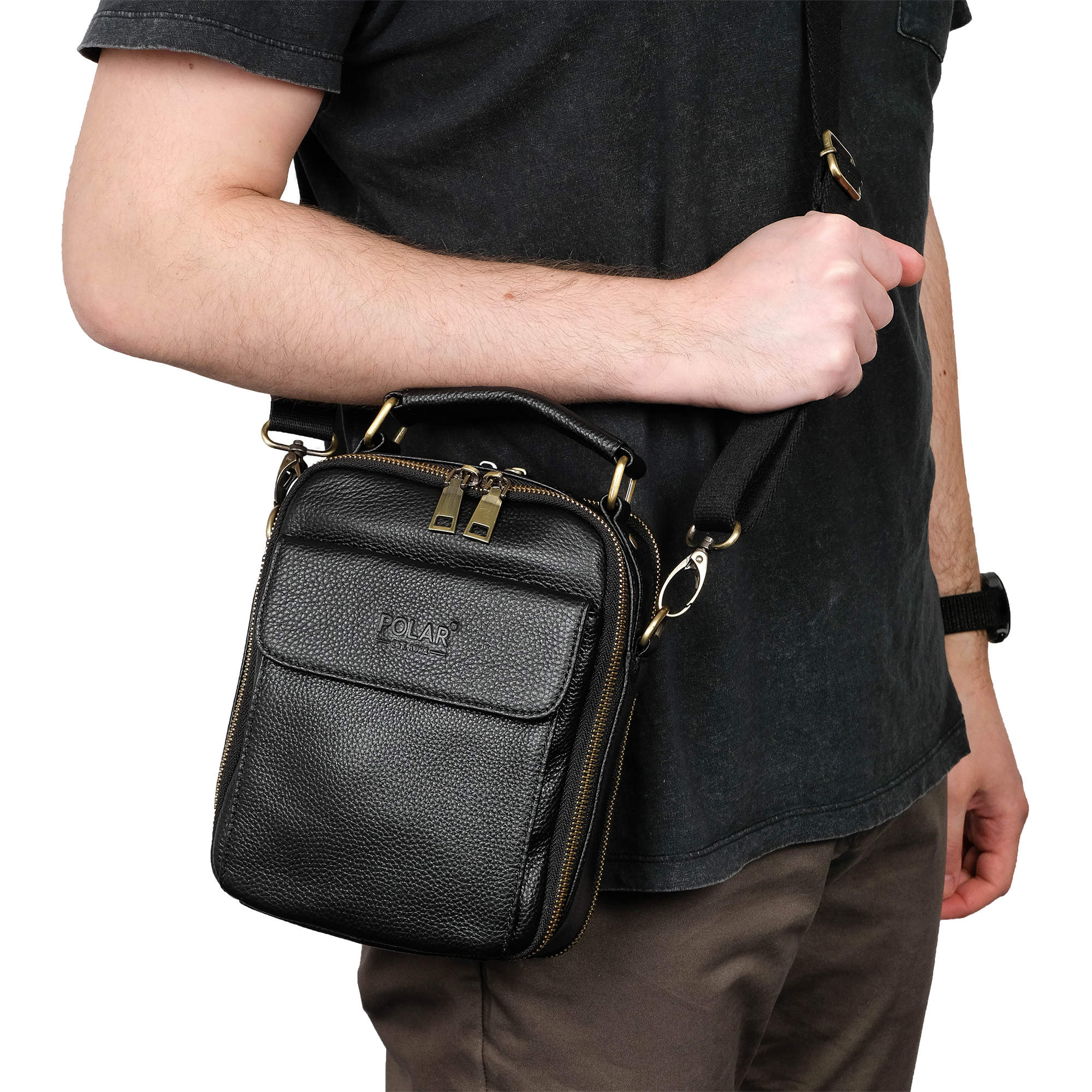 Мужская кожаная сумка POLA 25031 Black
