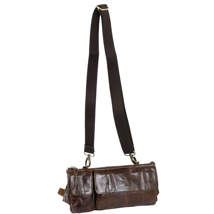 Кожаная сумка на пояс и на ремень POLA 0213 Coffee