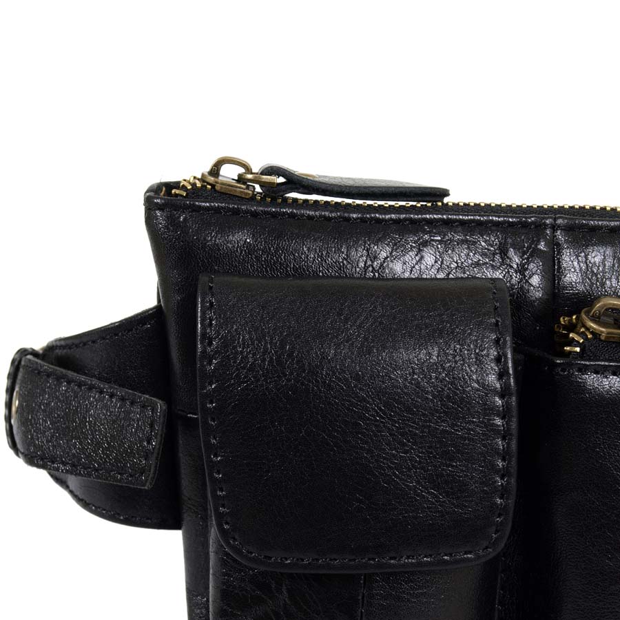 Кожаная сумка на пояс POLA 0243 Black