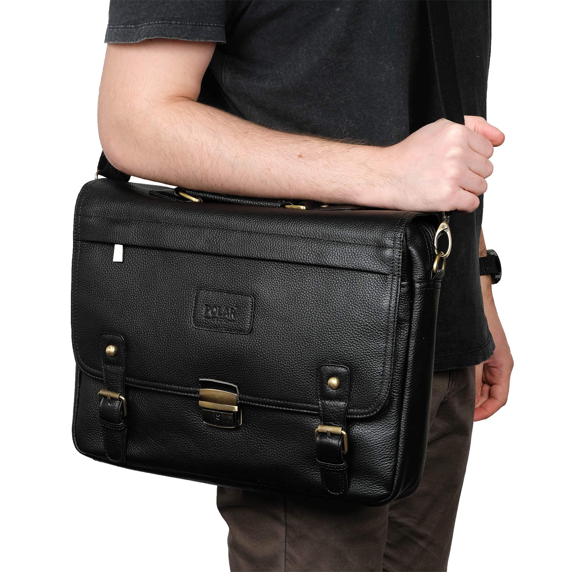 Портфель из мягкой кожи POLAR 23258 Brown