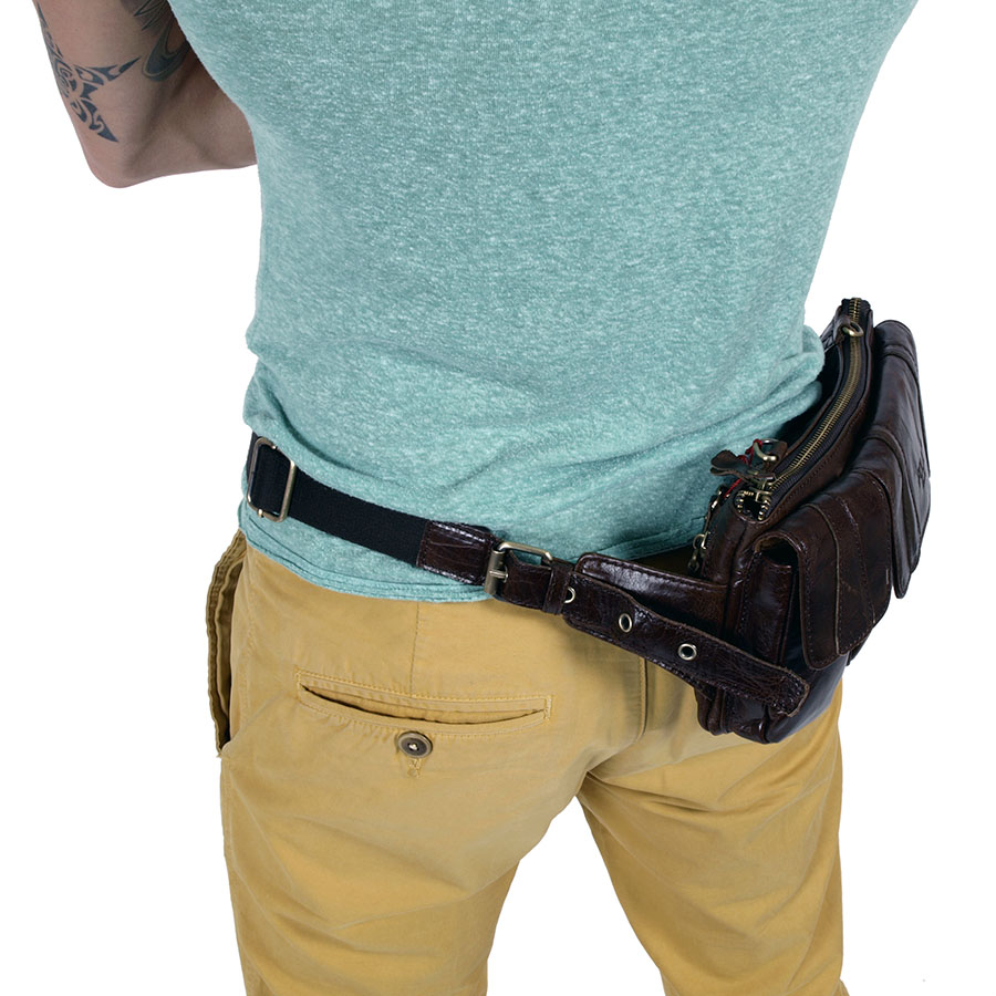 Кожаная сумка на пояс и на ремень POLA 0213 Coffee