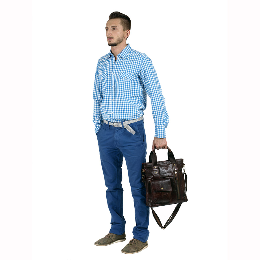 Вертикальная кожаная сумка POLA 0107 Coffee