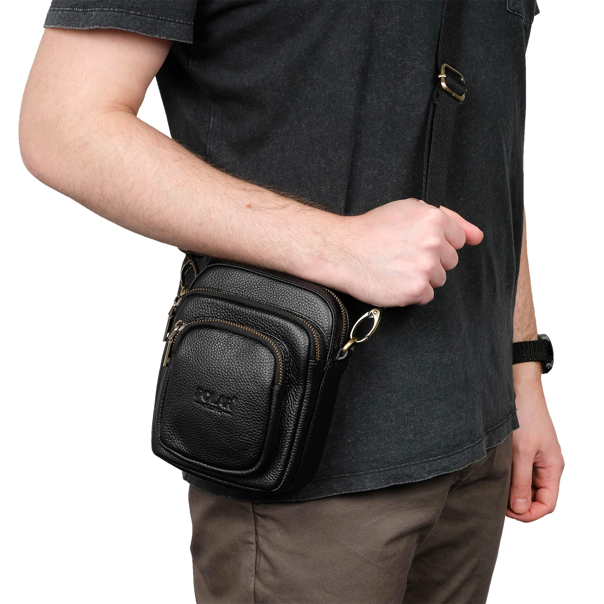 Сумка на плечо с креплением на ремень POLAR 4221 Brown