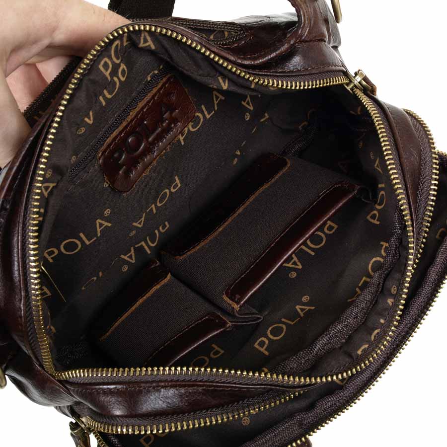 Кожаная сумка на пояс POLAR 21587 Coffee