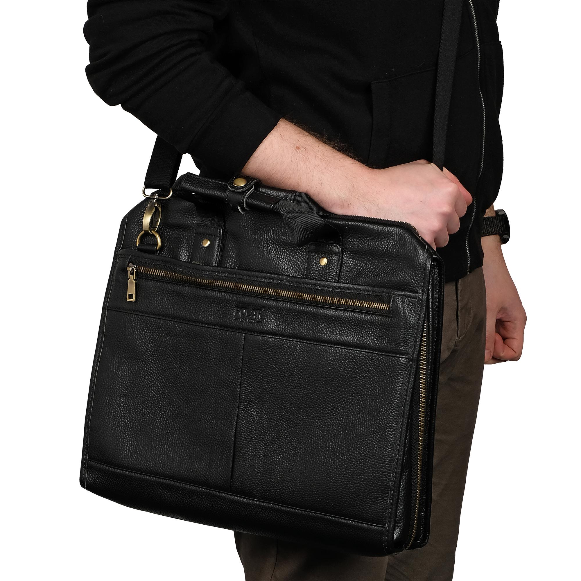 Портфель-папка из натуральной кожи POLA 5191 Black