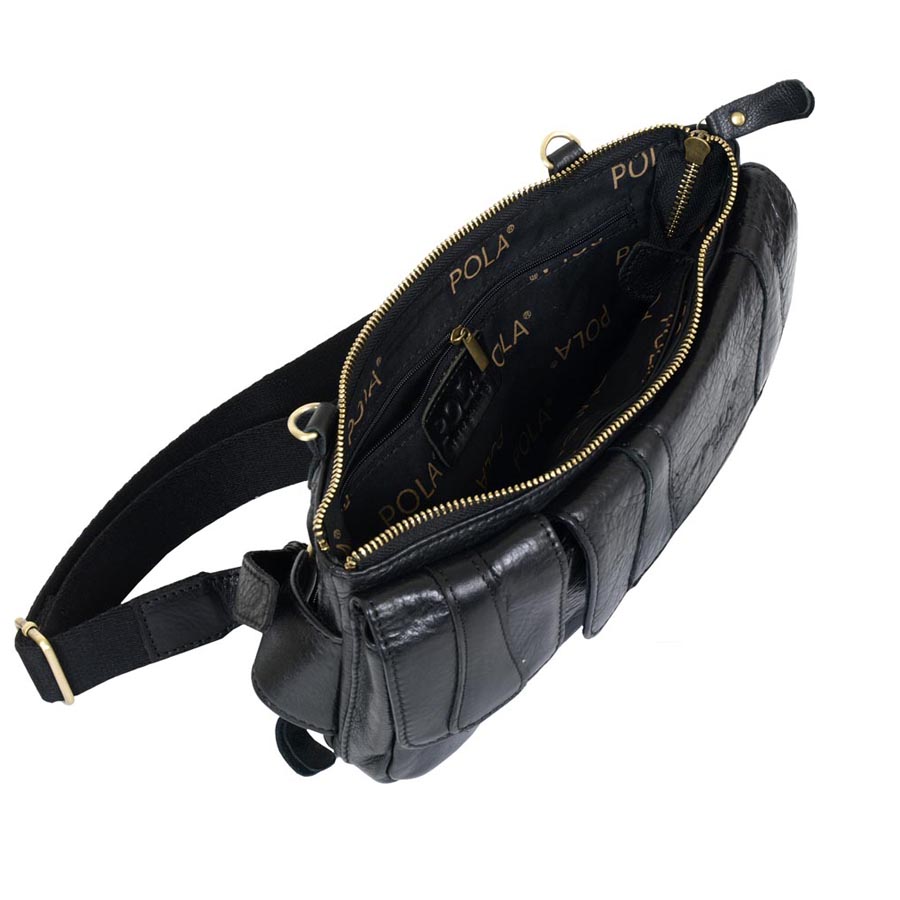 Кожаная сумка на пояс и на ремень POLA 0213 Black