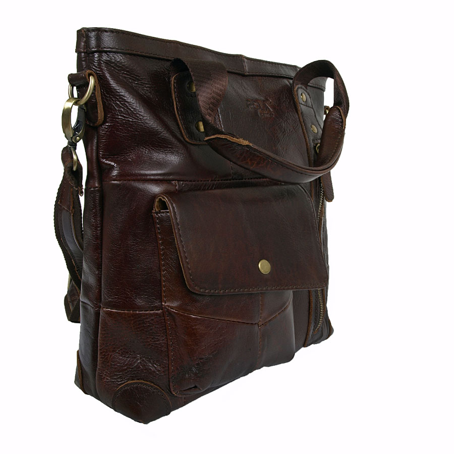 Вертикальная кожаная сумка POLA 0107 Coffee