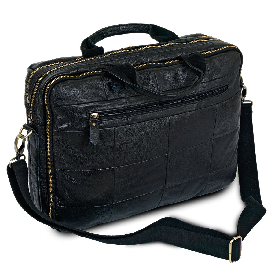 Мужская кожаная сумка для документов А4 и ноутбука POLA 0121 Black