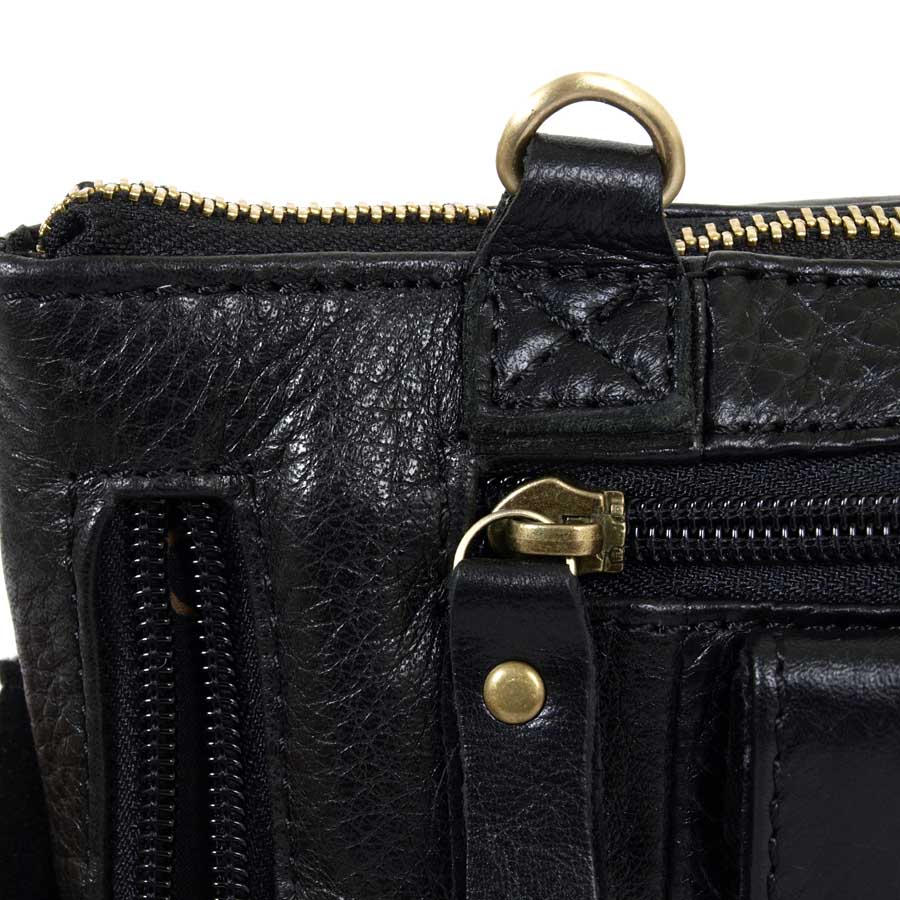 Кожаная сумка на пояс и на ремень POLA 0213 Black