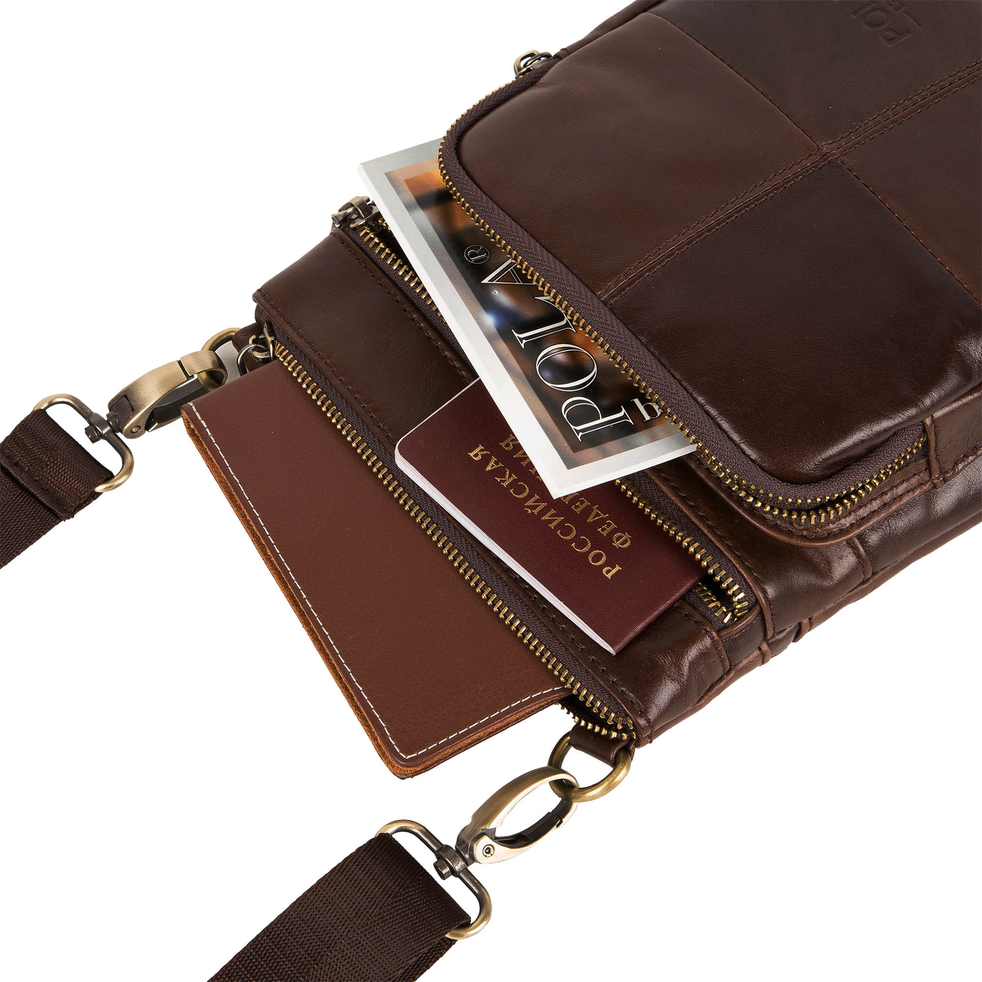 Кожаная сумка на плечо POLAR 0500302 Brown