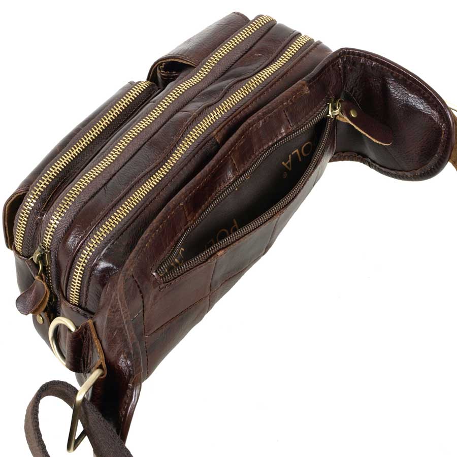 Кожаная сумка на пояс POLAR 21587 Coffee