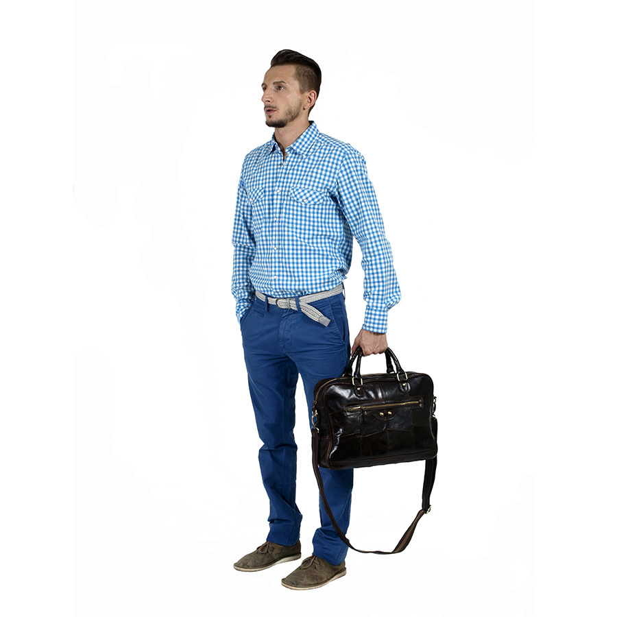 Мужская кожаная сумка POLA 8124 Coffee