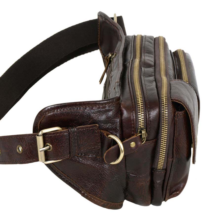 Кожаная сумка на пояс POLAR 21587 Coffee