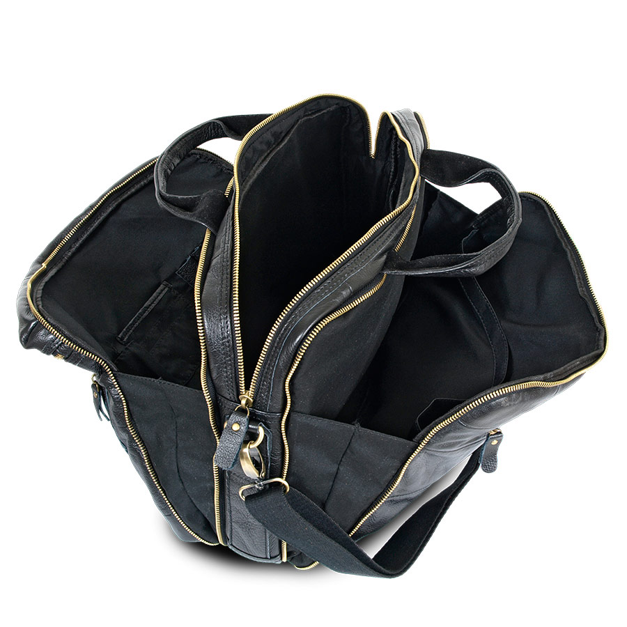 Мужская кожаная сумка для документов А4 и ноутбука POLA 0121 Black