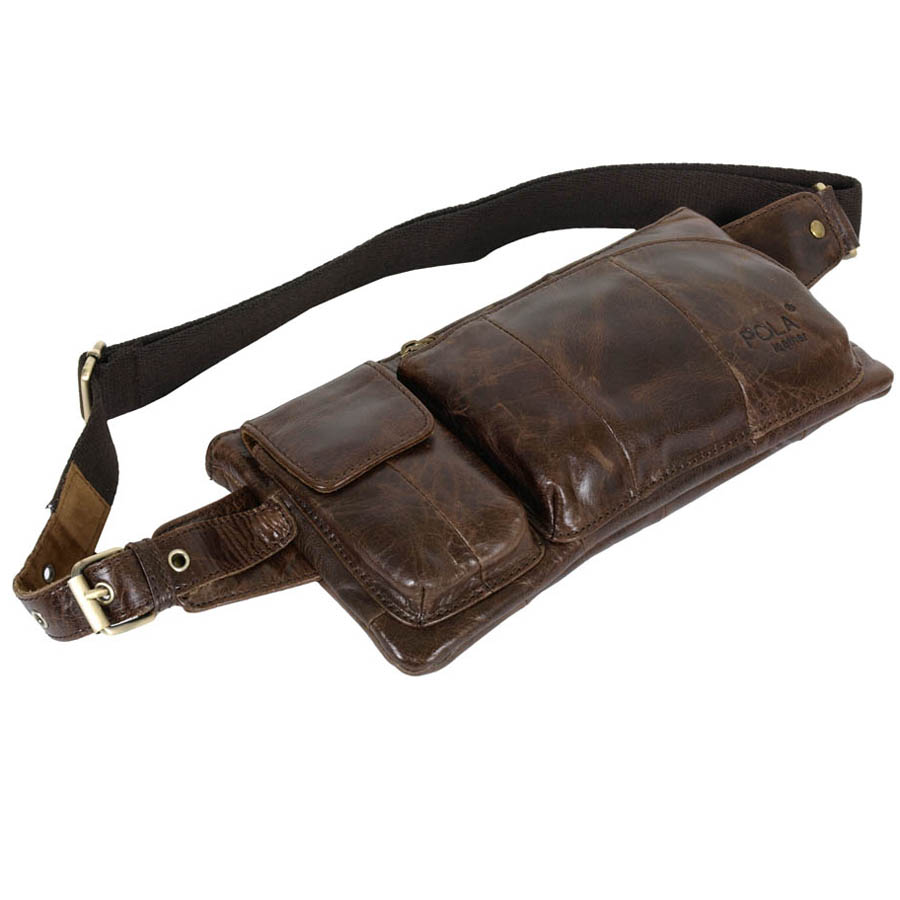 Кожаная сумка на пояс POLA 0243 Coffee