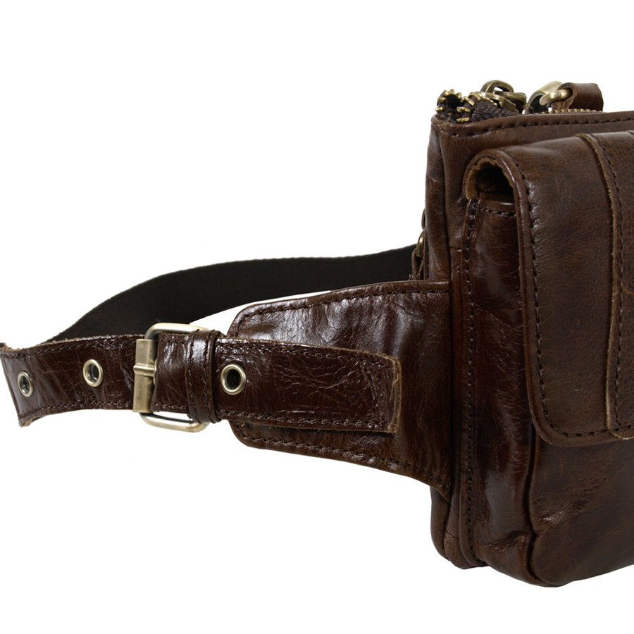 Кожаная сумка на пояс и на ремень POLA 0213 Coffee