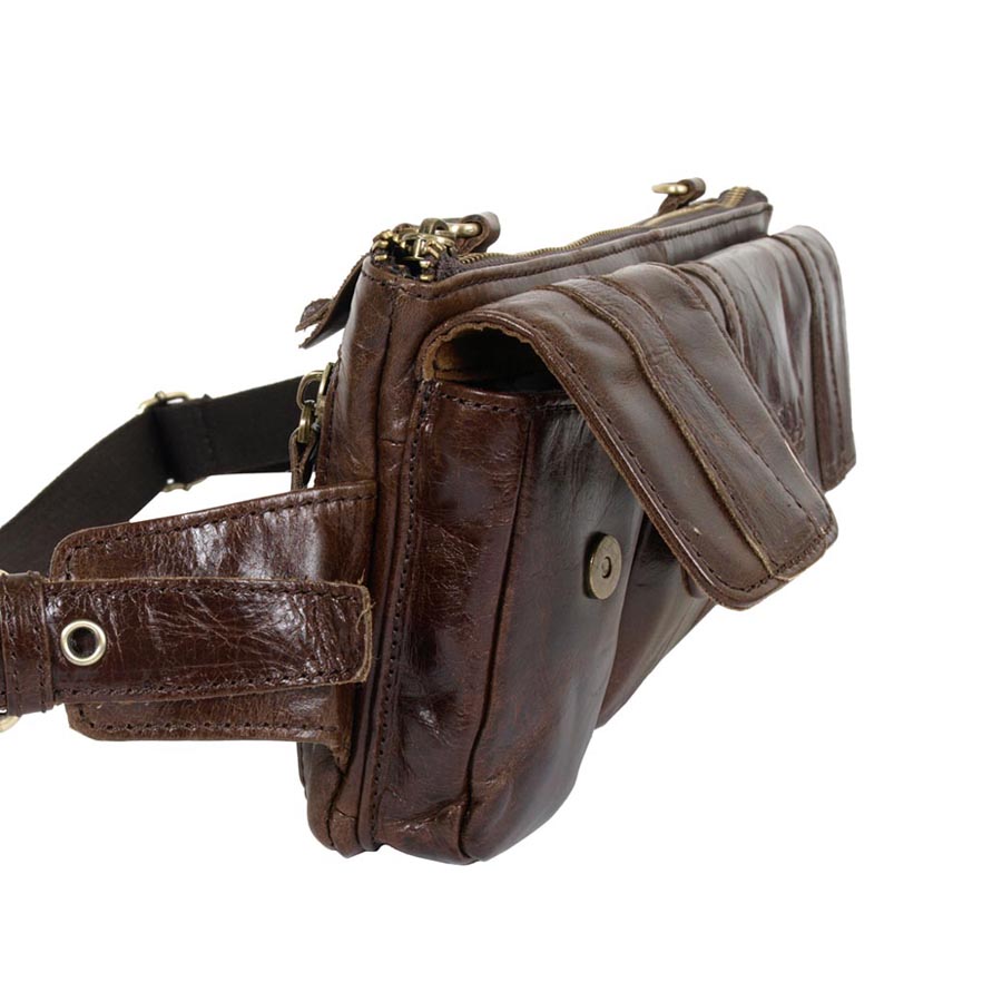 Кожаная сумка на пояс и на ремень POLA 0213 Coffee