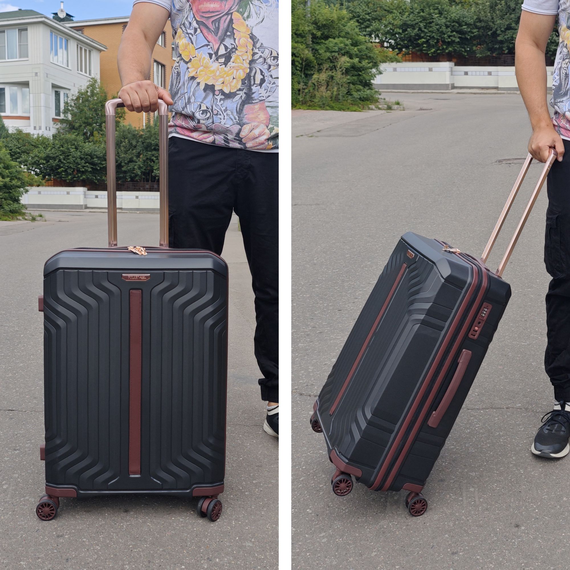 Чемодан среднего размера POLAR Р0015-24" Black