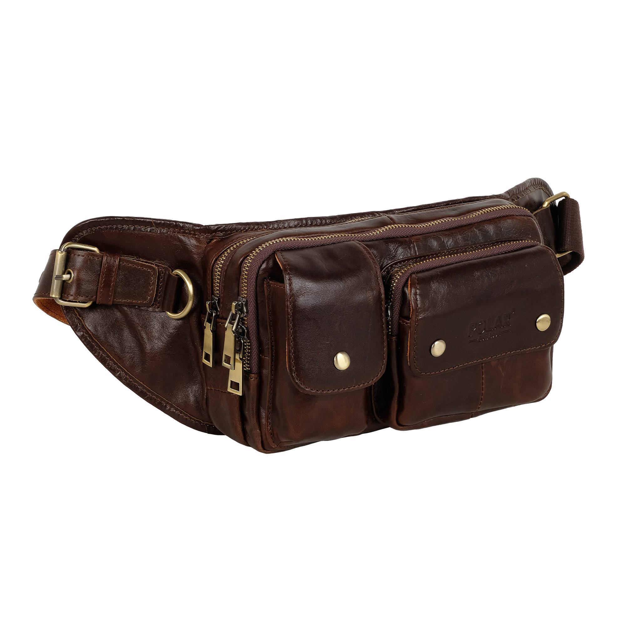 Кожаная сумка на пояс POLAR 21587 Coffee
