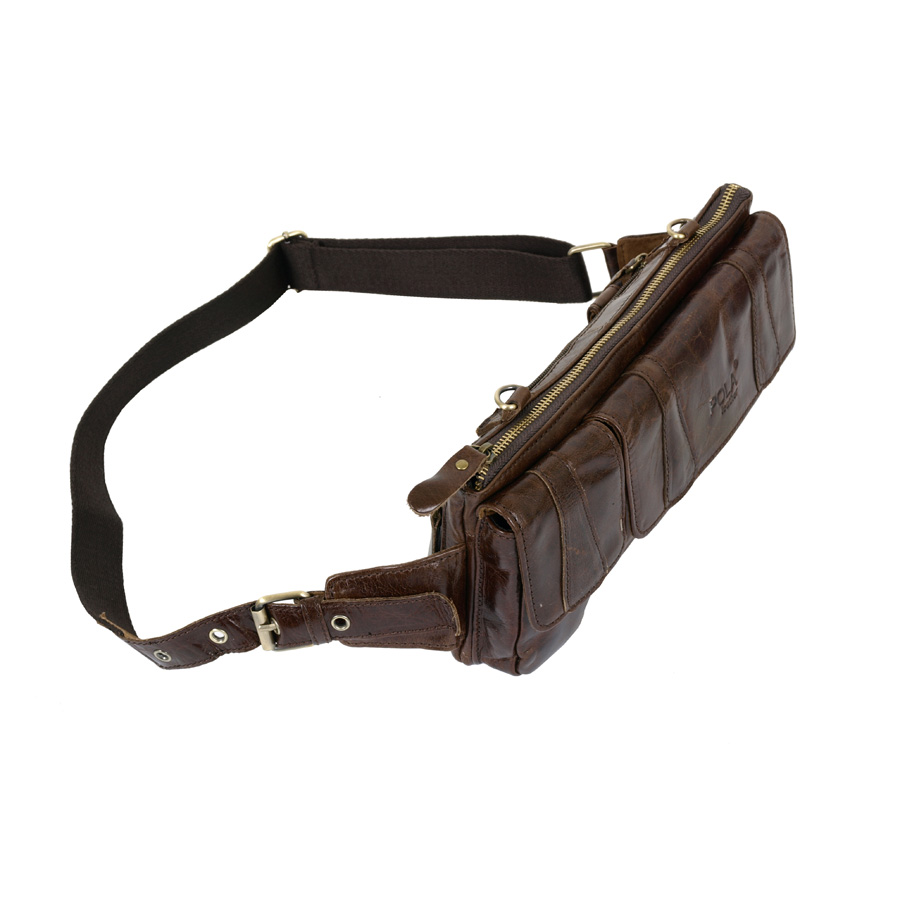 Кожаная сумка на пояс и на ремень POLA 0213 Coffee