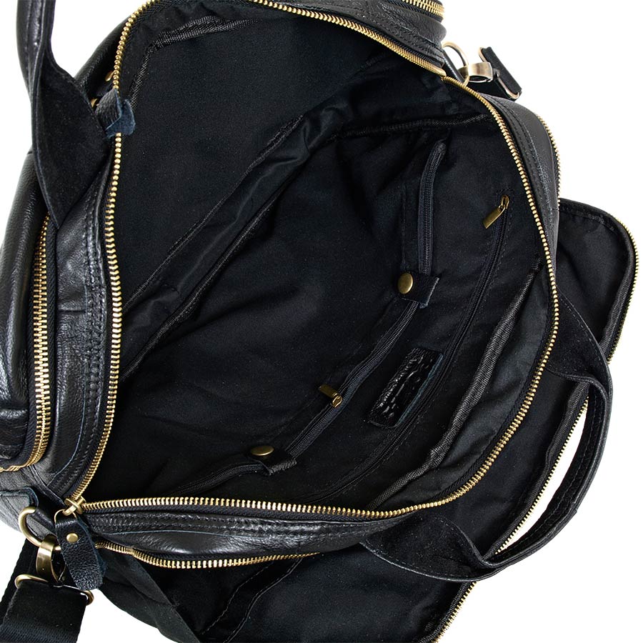 Мужская кожаная сумка для документов А4 и ноутбука POLA 0121 Black