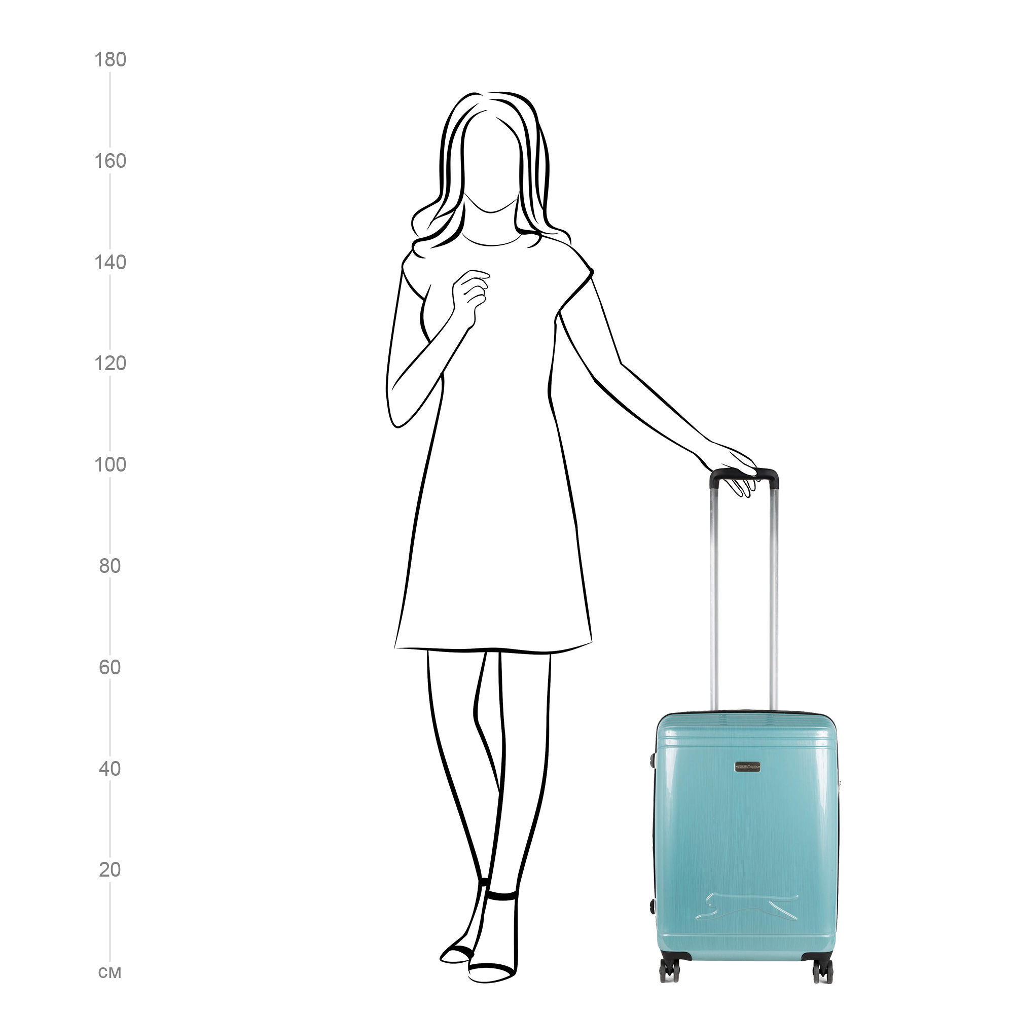 Чемодан средний, с увеличением объема POLAR Р1936-24" Green